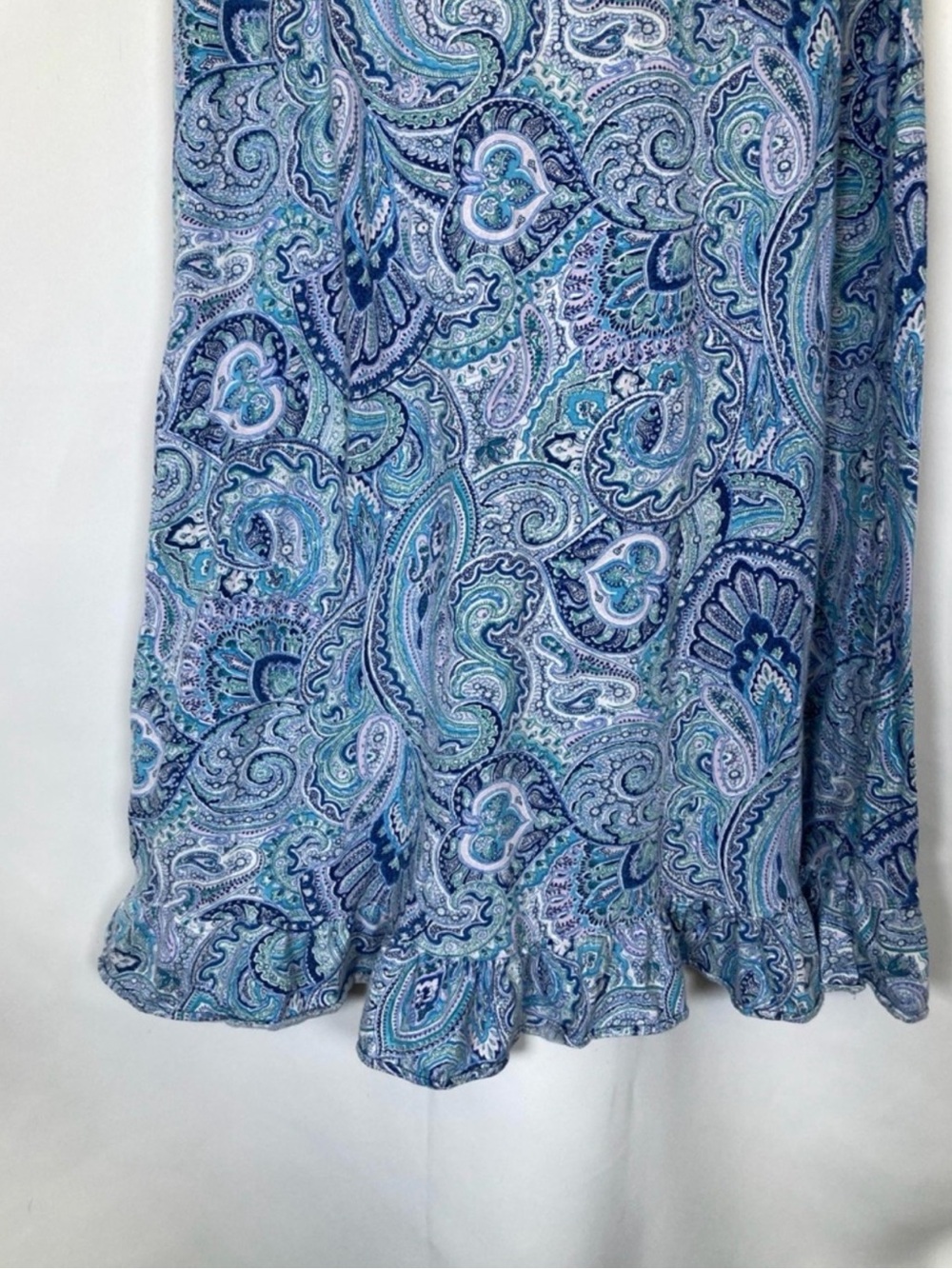 Lauren Ralph Lauren Blue Paisley Sleeveless Ruffle Nightgown Sz Sm - Picture 7 of 8